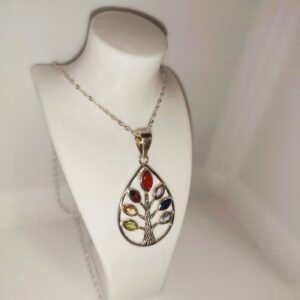 pendentif arbre de vie argent 925 & 7 pierres chakras