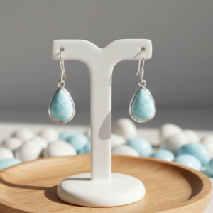 boucles d’oreilles "gouttes des caraïbes" – argent 925 & larimar