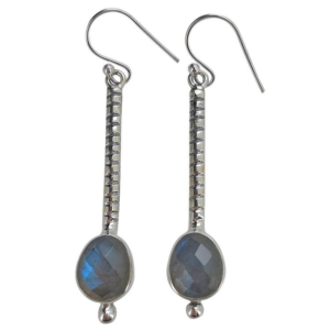 boucles d'oreilles en argent 925 et labradorite facettée