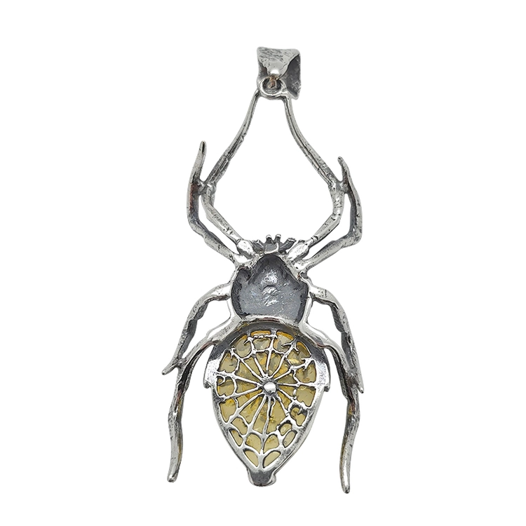 pendentif "araignée" en argent 925 et ambre pendentif "araignée" en argent 925 et ambre