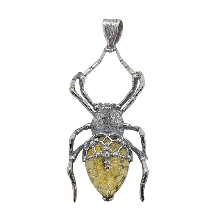 pendentif "araignée" en argent 925 et ambre pendentif "araignée" en argent 925 et ambre